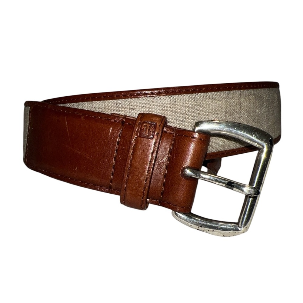Vintage Lauren Ralph Lauren Brown Leather and Canvas Accents Belt. Size M